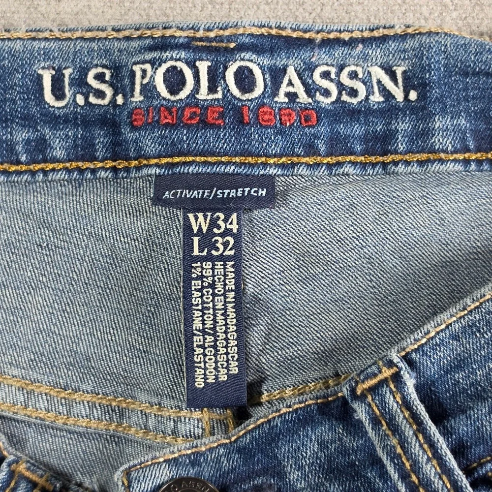U.S. Polo Assn. Jeans Mens 34x32 Blue Straight Leg Stretch Denim Pants